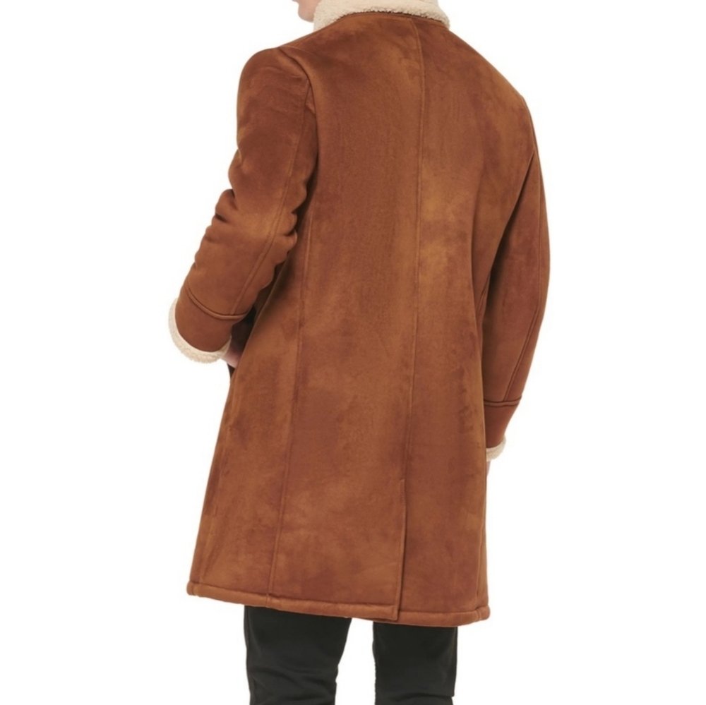 NWT Men"s Guess Double Breasted Faux Fur Shearling Coat - Picture 13 of 15